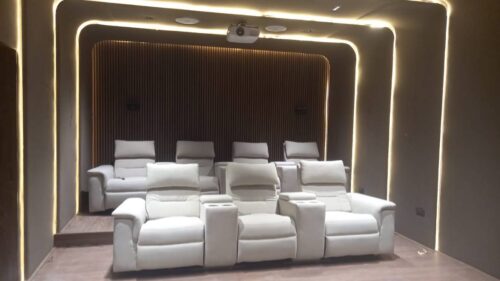 Combination of fabric and acoustic louvers